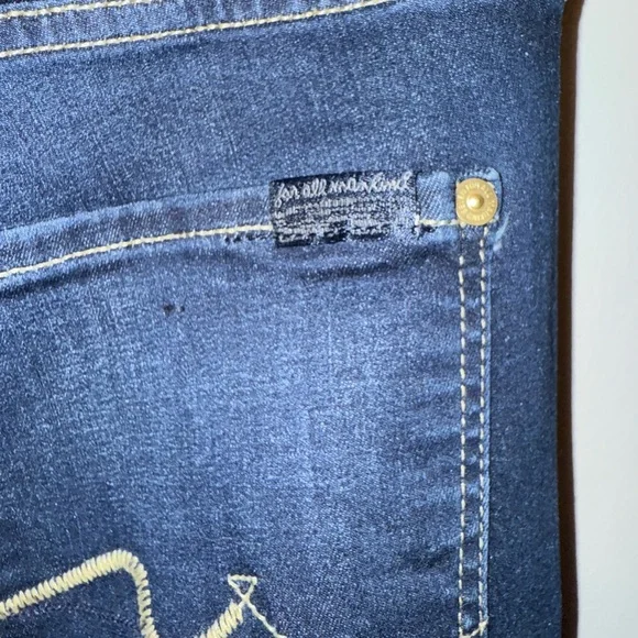 7 For All Mankind Dark Blue Flare Jeans - Picture 4 of 6